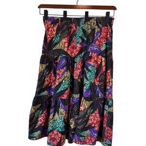 VTG Fritzi California Tiered Skirt M Cotton Elastic Waist Belt Loops Boho Artsy